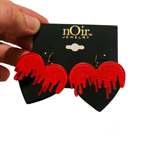 Jewelry - 🔥SOLD🔥 BLOODY HEART Glitter Resin Dangle Earrings